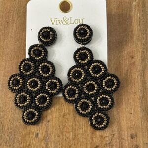 Glamorous‎ Black and Gold Earrings NEW!